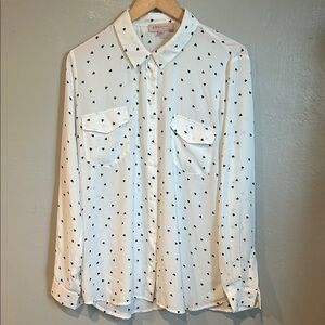 Philosophy Ivory Blouse with Navy Heart Accents